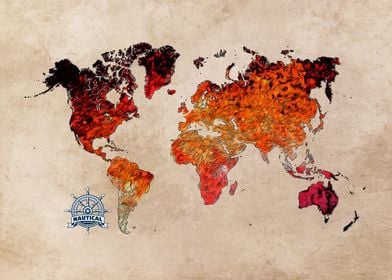 World map art red