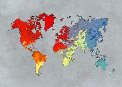 World map art colors