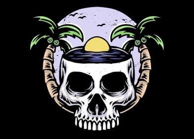 skull and beach