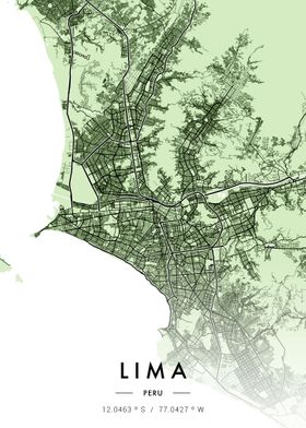 Lima City Map Green