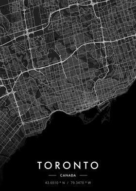 Toronto City Map Dark