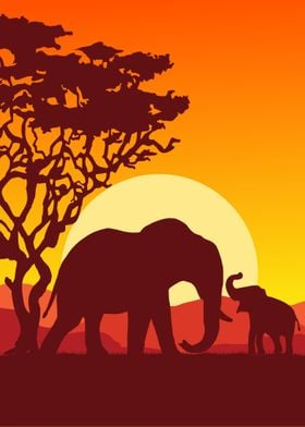 AfricanElephant Silhouette