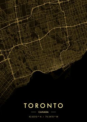 Toronto City Map Gold