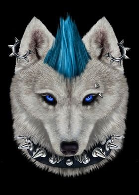 Punk Rock Wolf in Mohawk