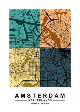 Amsterdam Color Street Map