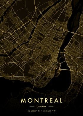 Montreal City Map Gold