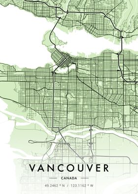 Vancouver City Map Green