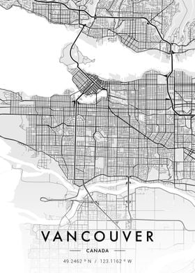 Vancouver City Map White