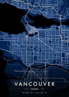 Vancouver City Map Blue