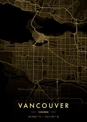 Vancouver City Map Gold