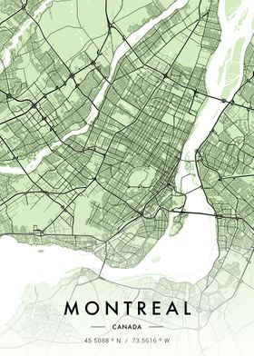 Montreal City Map Green