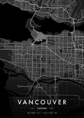 Vancouver City Map Dark
