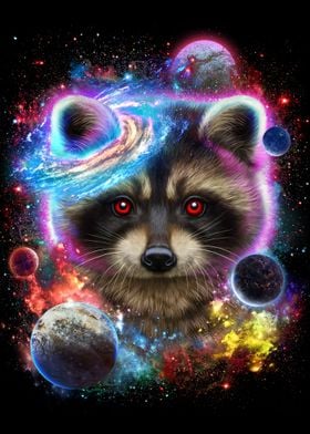 Raccoon in Space Galaxy