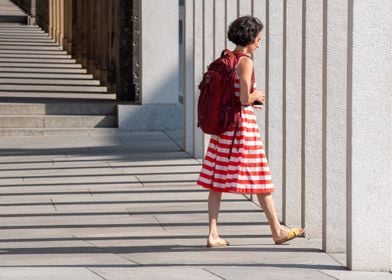 woman school road stair