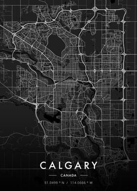 Calgary City Map Dark