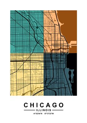 Chicago Color Street Map