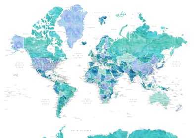 Aqua detailed world map