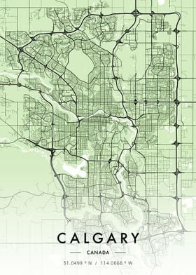 Calgary City Map Green