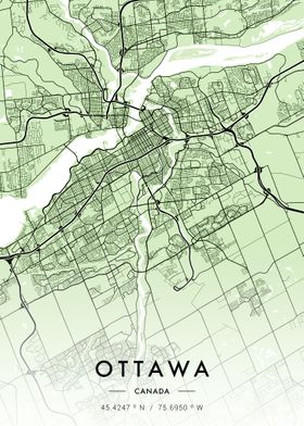 Ottawa City Map Green