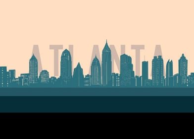 atlanta skyline retro