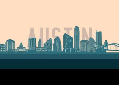 austin skyline retro