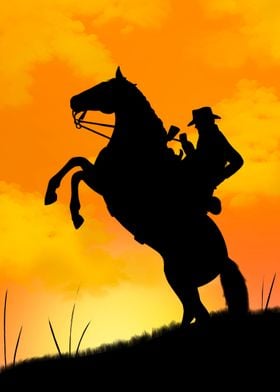 Cowboy Rearing Silhouette