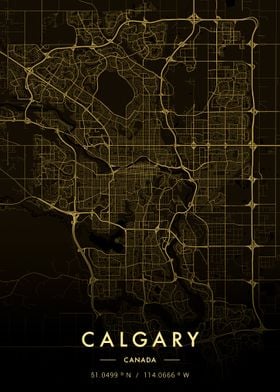 Calgary City Map Gold