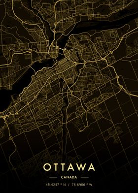 Ottawa City Map Gold