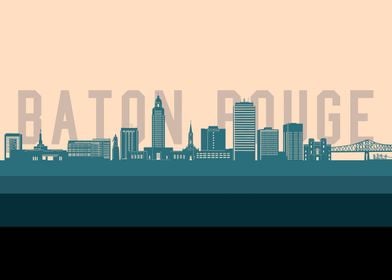 baton rouge skyline retro