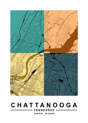 Chattanooga Color City Map