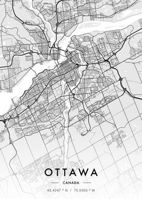 Ottawa City Map White