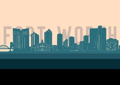 fort worth skyline retro