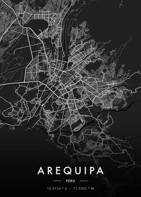 Arequipa City Map Dark