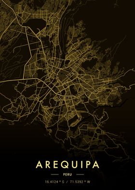 Arequipa City Map Gold