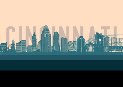 cincinnati skyline retro