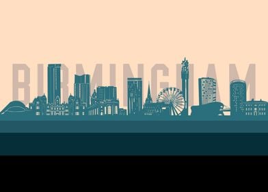 birmingham skyline retro