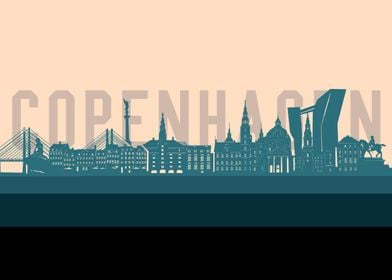 copenhagen skyline retro