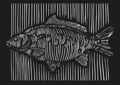 3D Lines Carp Fish Displat