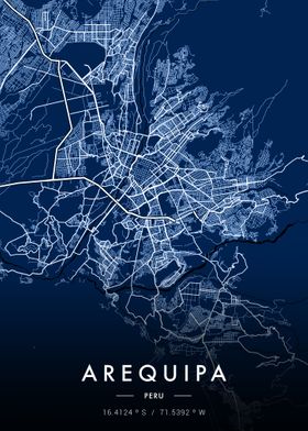 Arequipa City Map Blue