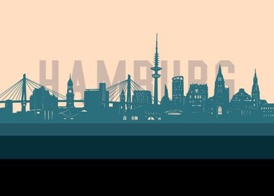 hamburg skyline retro