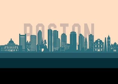 boston skyline retro