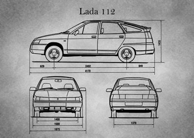 Lada 112Blueprint gray old