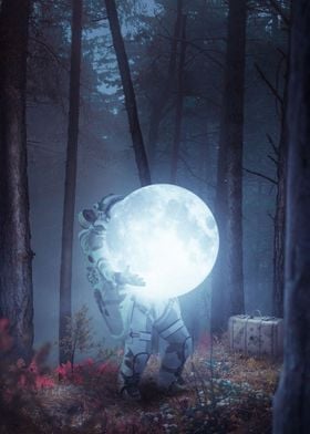 Astronaut holding the moon