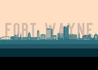 fort wayne skyline retro