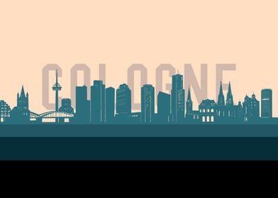 cologne skyline retro 