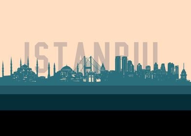 istanbul skyline retro