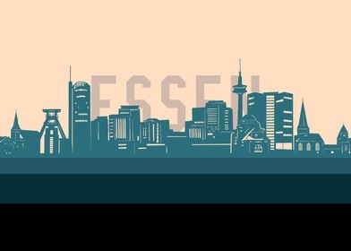 essen skyline retro