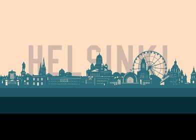 helsinki skyline retro