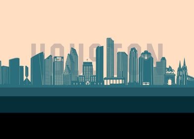 houston skyline retro