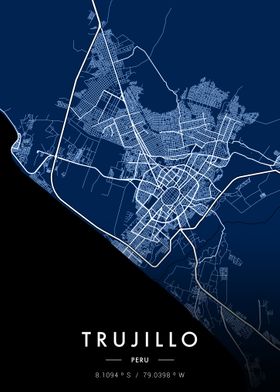 Trujillo City Map Blue